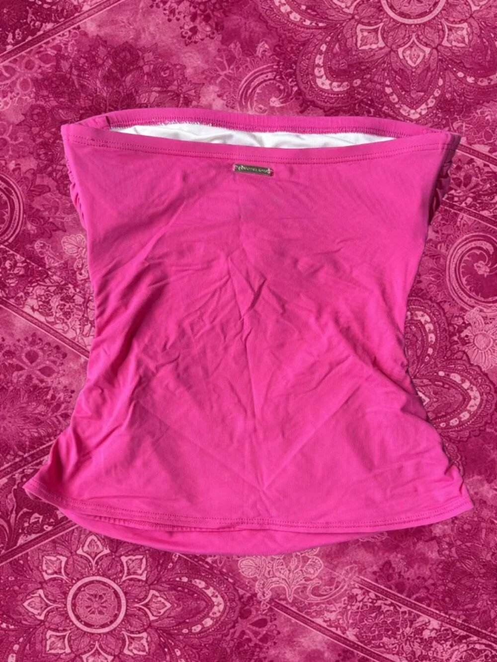 Michael Kors Hot Pink Strapless Tankini Top Bandeau Swim Festival Y2K - Picture 2 of 6
